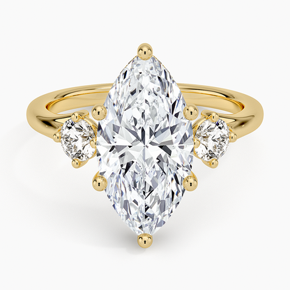 3.50 Marquise Kesim Hidden Halo Tasarım Tektaş Laboratuvar Pırlanta Yüzük 18K - Milora