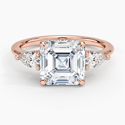 3.50 Asscher Kesim Hidden Halo Tasarım Tektaş Laboratuvar Pırlanta Yüzük - Nilora