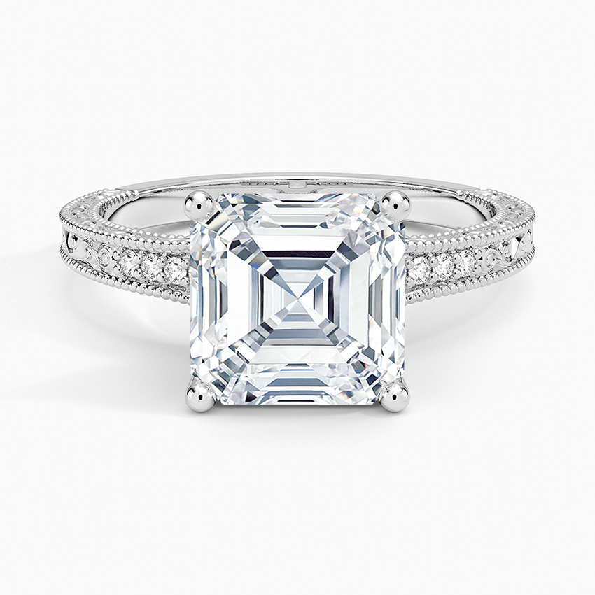 3.15 Asscher Kesim Hidden Halo Tasarım Tektaş Laboratuvar Pırlanta Yüzük 18K - Silora