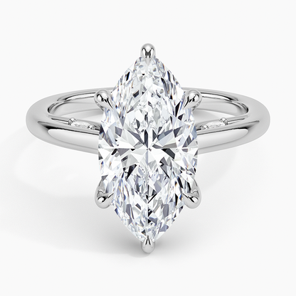 3.30 Marquise Kesim Hidden Halo Tasarım Tektaş Laboratuvar Pırlanta Yüzük - Dalara