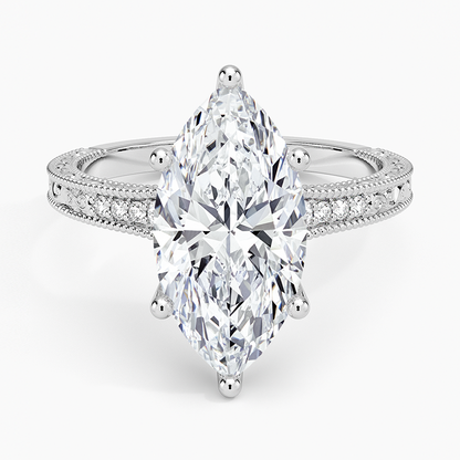 3.15 Marquise Kesim Hidden Halo Tasarım Tektaş Laboratuvar Pırlanta Yüzük - Silora