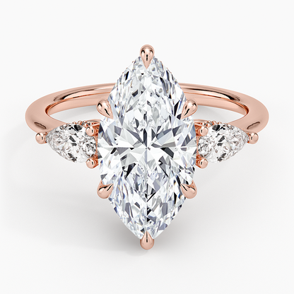 3.50 Marquise Kesim Hidden Halo Tasarım Tektaş Laboratuvar Pırlanta Yüzük - Nilora