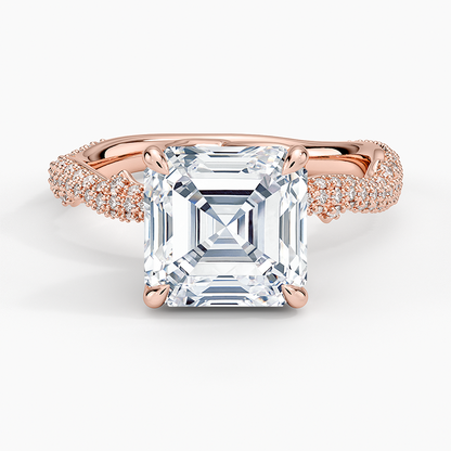 3.75 Asscher Kesim Hidden Halo Tasarım Tektaş Laboratuvar Pırlanta Yüzük - Filara