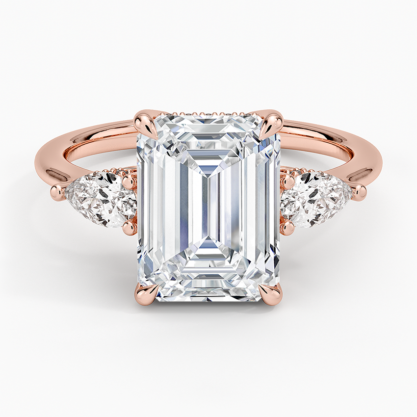 3.50 Emerald Kesim Hidden Halo Tasarım Tektaş Laboratuvar Pırlanta Yüzük - Nilora