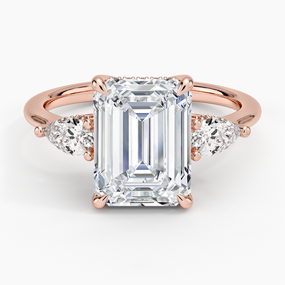 3.50 Emerald Kesim Hidden Halo Tasarım Tektaş Laboratuvar Pırlanta Yüzük - Nilora