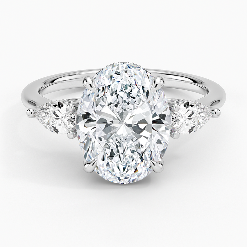 3.50 Oval Kesim Hidden Halo Tasarım Tektaş Laboratuvar Pırlanta Yüzük - Nilora