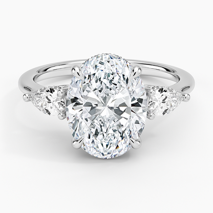 3.50 Oval Kesim Hidden Halo Tasarım Tektaş Laboratuvar Pırlanta Yüzük - Nilora