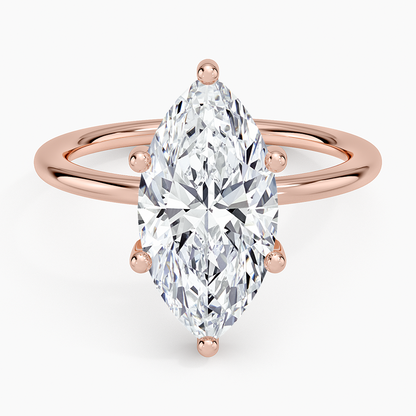 3.10 Marquise Kesim Hidden Halo Tasarım Tektaş Laboratuvar Pırlanta Yüzük - Melara