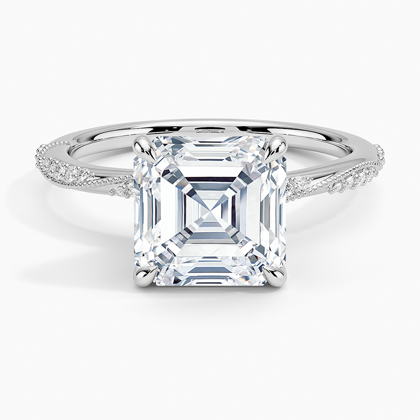 3.25 Karat Asscher Kesim Hidden Halo Tasarım Tektaş Laboratuvar Pırlanta Yüzük 18K  - Melora - Bold Diamonds