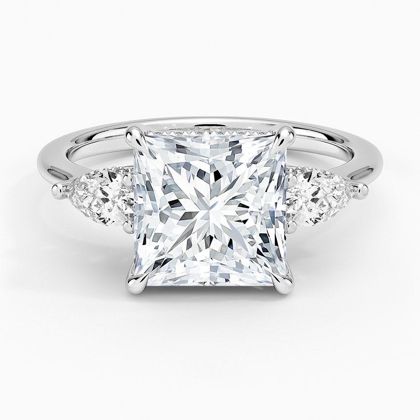 3.50 Prenses Kesim Hidden Halo Tasarım Tektaş Laboratuvar Pırlanta Yüzük - Nilora