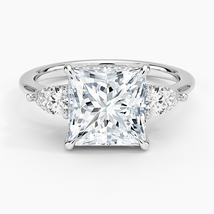 3.50 Prenses Kesim Hidden Halo Tasarım Tektaş Laboratuvar Pırlanta Yüzük - Nilora