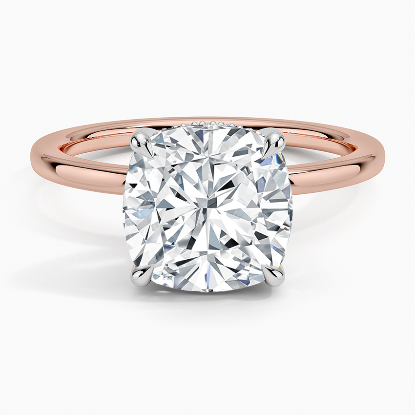 3.10 Karat Cushion Kesim Hidden Halo Tasarım Tektaş Laboratuvar Pırlanta Yüzük 18K  - Elora - Bold Diamonds