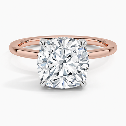 3.10 Karat Cushion Kesim Hidden Halo Tasarım Tektaş Laboratuvar Pırlanta Yüzük 18K  - Elora - Bold Diamonds