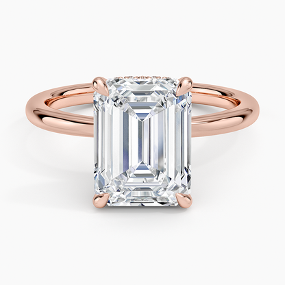 3.15 Emerald Kesim Hidden Halo Tasarım Tektaş Laboratuvar Pırlanta Yüzük - Vilora