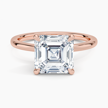3.15 Asscher Kesim Hidden Halo Tasarım Tektaş Laboratuvar Pırlanta Yüzük 18K - Delora