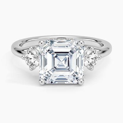 3.50 Asscher Kesim Hidden Halo Tasarım Tektaş Laboratuvar Pırlanta Yüzük 18K - Milora