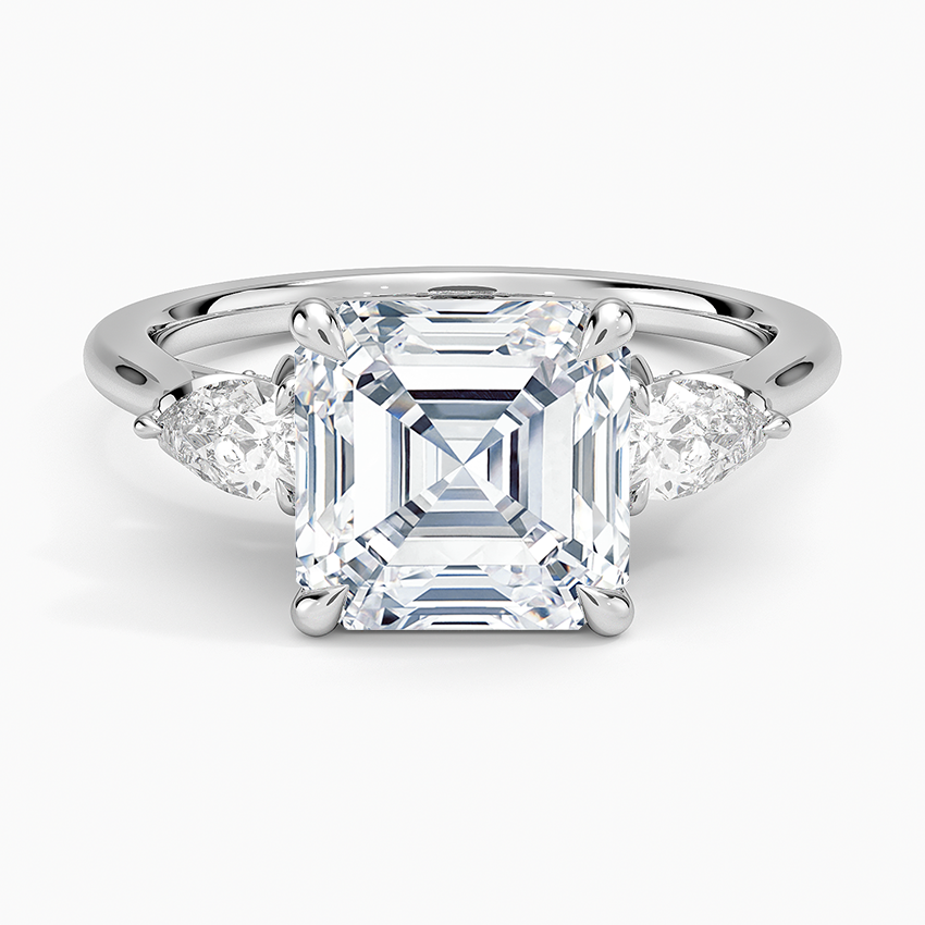 3.75 Karat Asscher Kesim Hidden Halo Tasarım Tektaş Laboratuvar Pırlanta Yüzük 18K - Calora