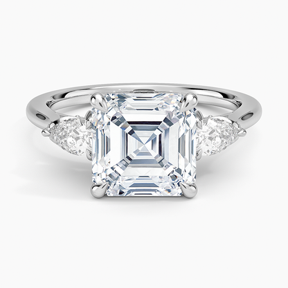 3.75 Karat Asscher Kesim Hidden Halo Tasarım Tektaş Laboratuvar Pırlanta Yüzük 18K - Calora