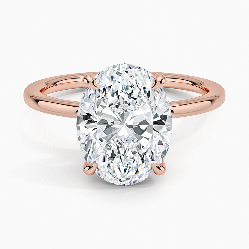 3.15 Karat Oval Kesim Hidden Halo Tasarım Tektaş Laboratuvar Pırlanta Yüzük - Gilora - Bold Diamonds