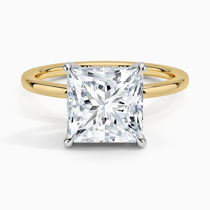 3.10 Karat Prenses Kesim Hidden Halo Tasarım Tektaş Laboratuvar Pırlanta Yüzük 18K  - Elora - Bold Diamonds