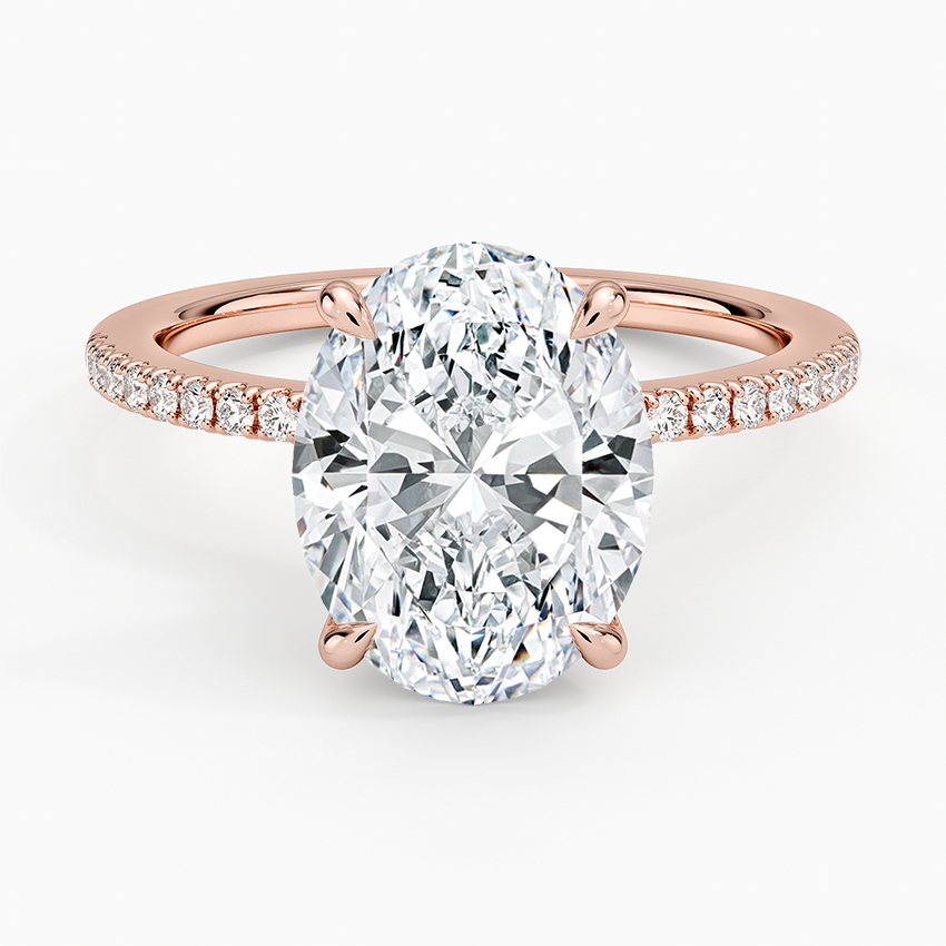 4.25 Karat Oval Kesim Hidden Halo Tasarım Tektaş Laboratuvar Pırlanta Yüzük - Filora - Bold Diamonds