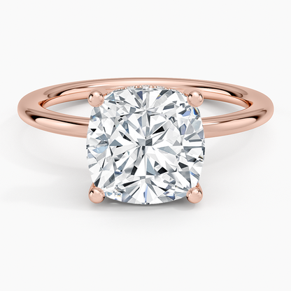 3.10 Cushion Kesim Hidden Halo Tasarım Tektaş Laboratuvar Pırlanta Yüzük - Melara