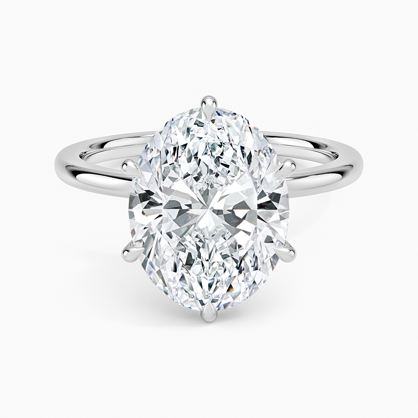 Altı Tırnak 3.15 Karat Oval Kesim Hidden Halo Tasarım Tektaş Laboratuvar Pırlanta Yüzük - Delora - Bold Diamonds