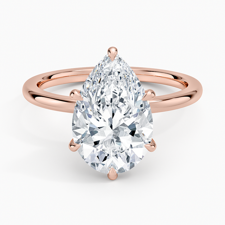 Altı Tırnak 3.15 Karat Damla Kesim Hidden Halo Tasarım Tektaş Laboratuvar Pırlanta Yüzük - Delora - Bold Diamonds