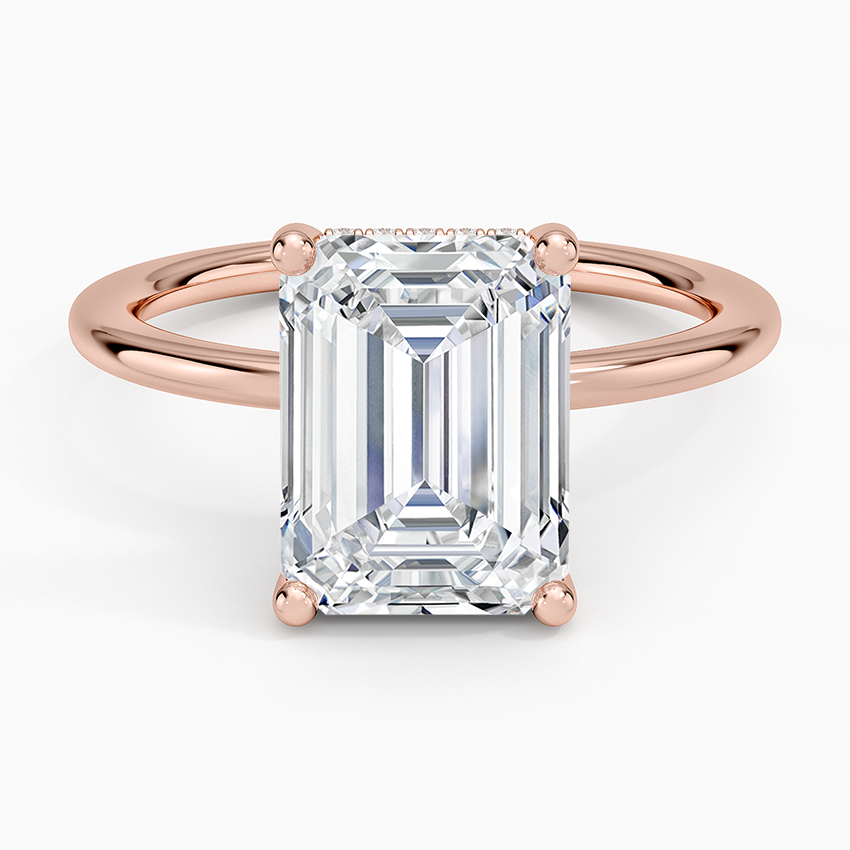 3.10 Karat Emerald Kesim Hidden Halo Tasarım Tektaş Laboratuvar Pırlanta Yüzük - Lucerne