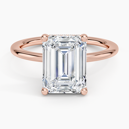 3.10 Emerald Kesim Hidden Halo Tasarım Tektaş Laboratuvar Pırlanta Yüzük - Melara