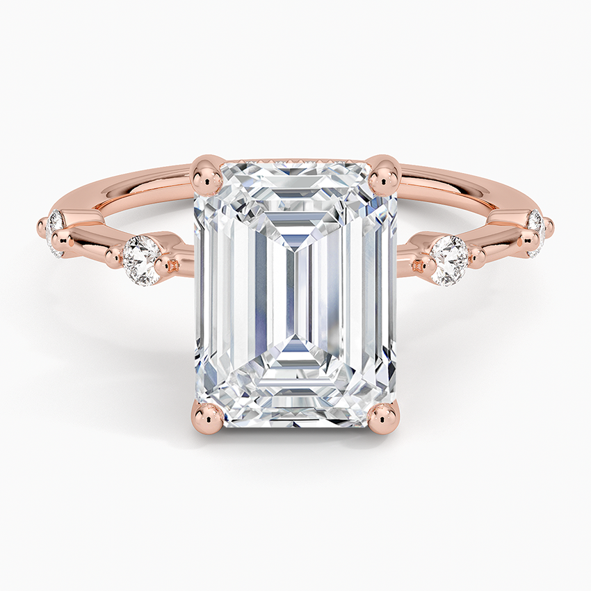 3.20 Karat Emerald Kesim Hidden Halo Tasarım Tektaş Laboratuvar Pırlanta Yüzük - Nice