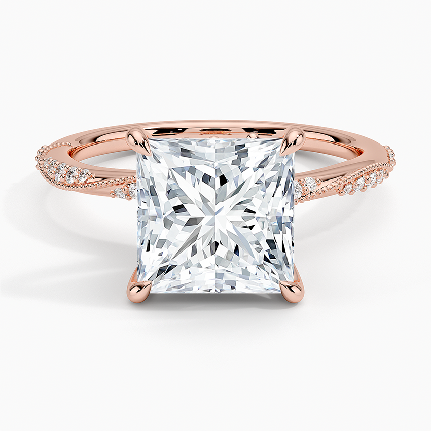 3.25 Karat Prenses Kesim Hidden Halo Tasarım Tektaş Laboratuvar Pırlanta Yüzük 18K  - Melora - Bold Diamonds