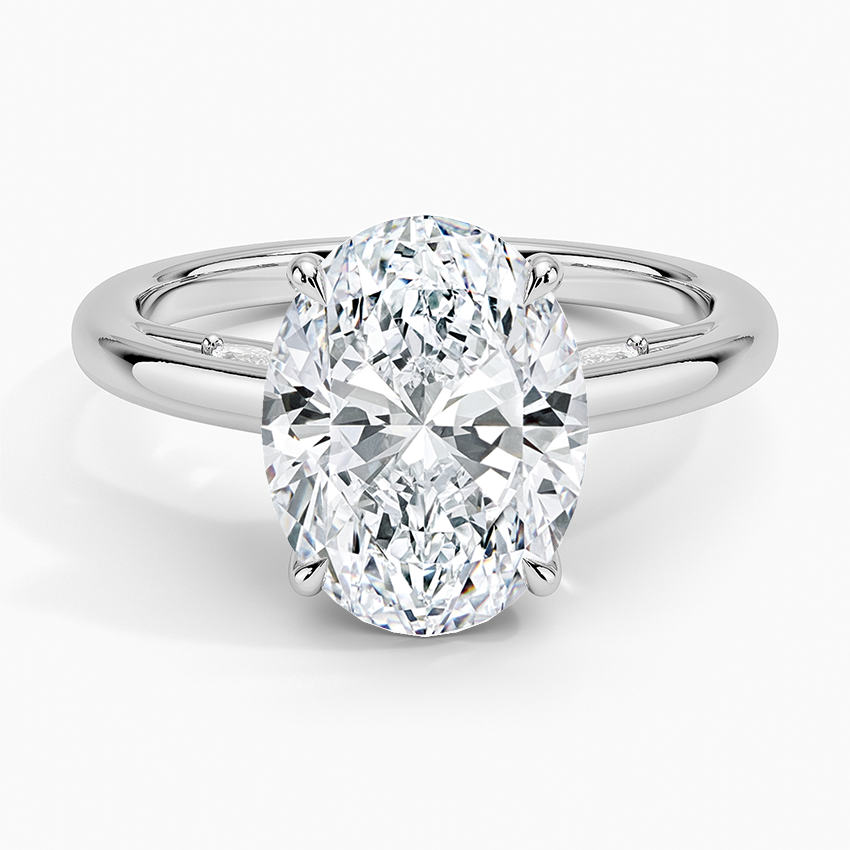 3.30 Oval Kesim Hidden Halo Tasarım Tektaş Laboratuvar Pırlanta Yüzük - Dalara