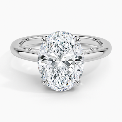 3.30 Oval Kesim Hidden Halo Tasarım Tektaş Laboratuvar Pırlanta Yüzük - Dalara