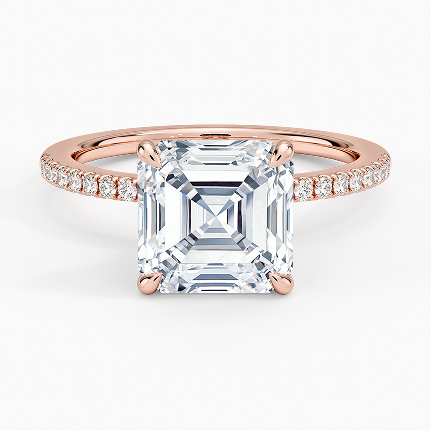 3.25 Karat Asscher Kesim Hidden Halo Tasarım Tektaş Laboratuvar Pırlanta Yüzük - Filora - Bold Diamonds