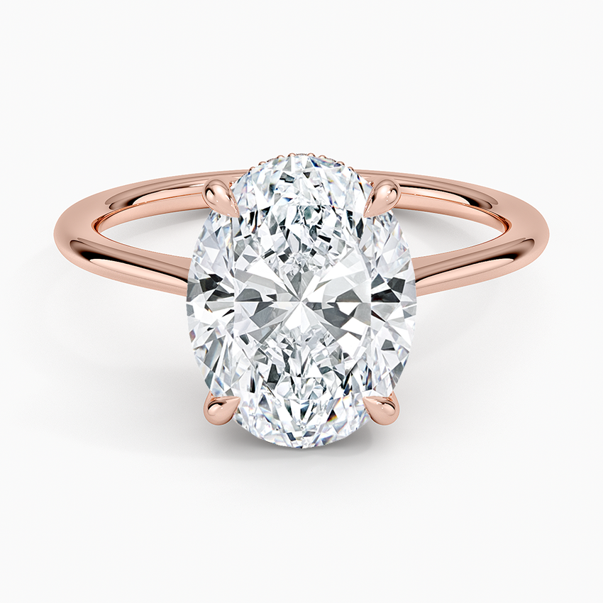 3.10 Oval Kesim Hidden Halo Tasarım Tektaş Laboratuvar Pırlanta Yüzük - Tilora