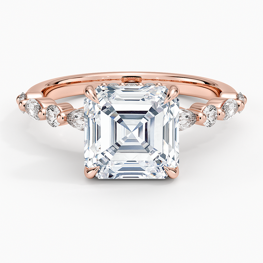 3.50 Karat Asscher Kesim Hidden Halo Tasarım Tektaş Laboratuvar Pırlanta Yüzük - Verona