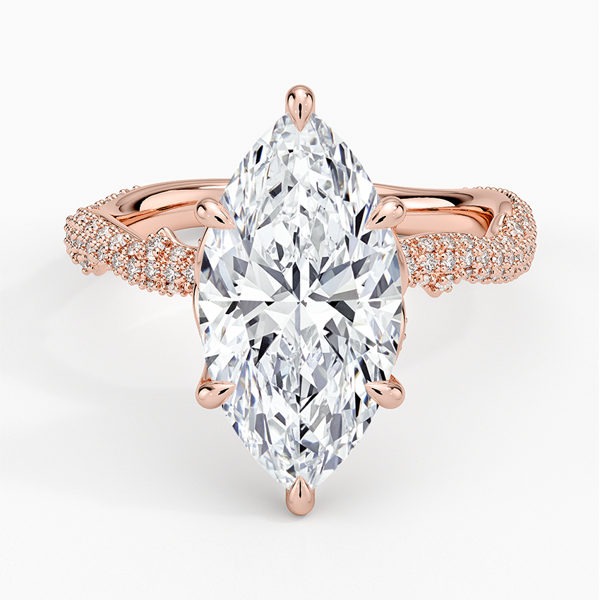 3.75 Karat Marquise Kesim Hidden Halo Tasarım Tektaş Laboratuvar Pırlanta Yüzük - Sorrento