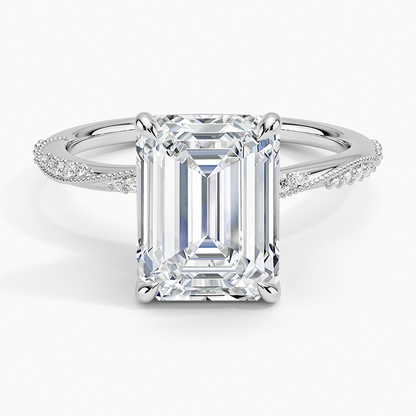 3.25 Karat Emerald Kesim Hidden Halo Tasarım Tektaş Laboratuvar Pırlanta Yüzük 18K  - Melora