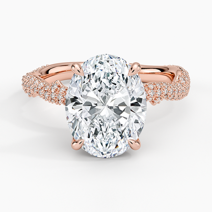 3.75 Oval Kesim Hidden Halo Tasarım Tektaş Laboratuvar Pırlanta Yüzük - Filara