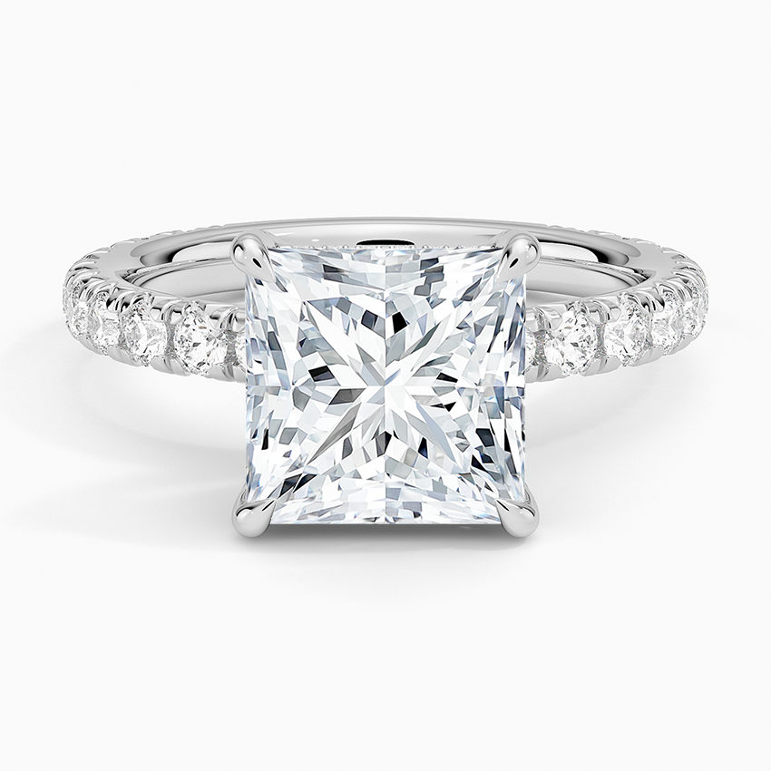 3.75 Karat Prenses Kesim Hidden Halo Tasarım Tektaş Laboratuvar Pırlanta Yüzük 18K  - Selora - Bold Diamonds