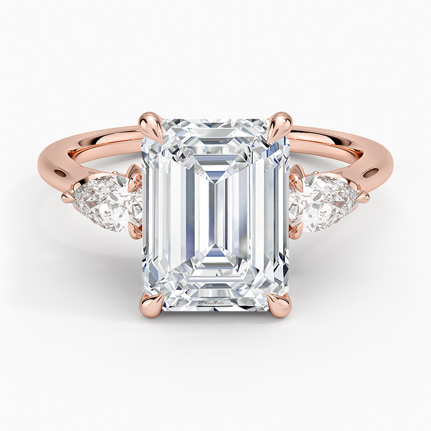 3.75 Karat Emerald Kesim Hidden Halo Tasarım Tektaş Laboratuvar Pırlanta Yüzük - Verona