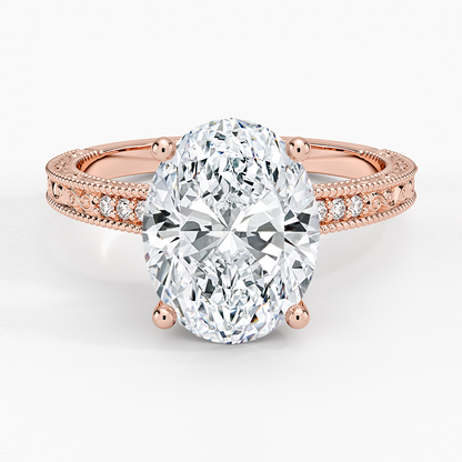 3.15 Oval Kesim Hidden Halo Tasarım Tektaş Laboratuvar Pırlanta Yüzük  - Silora