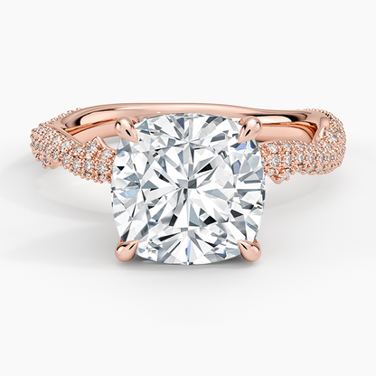 3.75 Cushion Kesim Hidden Halo Tasarım Tektaş Laboratuvar Pırlanta Yüzük - Filara