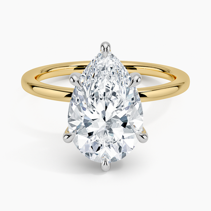 3.10 Karat Damla Kesim Hidden Halo Tasarım Tektaş Laboratuvar Pırlanta Yüzük 18K  - Elora - Bold Diamonds