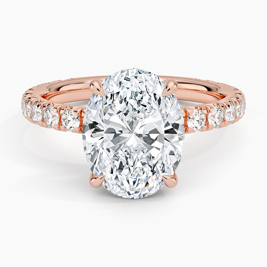 3.75 Karat Oval Kesim Hidden Halo Tasarım Tektaş Laboratuvar Pırlanta Yüzük 18K  - Selora - Bold Diamonds