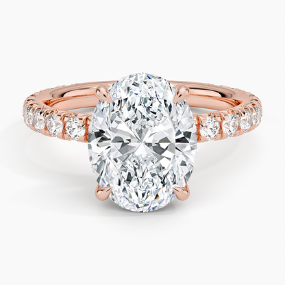 3.75 Karat Oval Kesim Hidden Halo Tasarım Tektaş Laboratuvar Pırlanta Yüzük 18K  - Selora