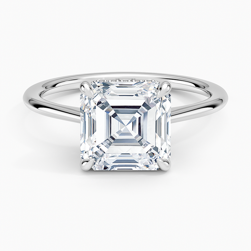 3.10 Karat Asscher Kesim Hidden Halo Tasarım Tektaş Laboratuvar Pırlanta Yüzük - Monaco