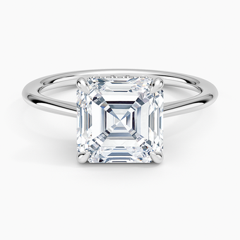 3.10 Karat Asscher Kesim Hidden Halo Tasarım Tektaş Laboratuvar Pırlanta Yüzük - Monaco