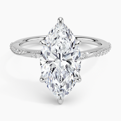3.25 Karat Marquise Kesim Hidden Halo Tasarım Tektaş Laboratuvar Pırlanta Yüzük 18K  - Melora